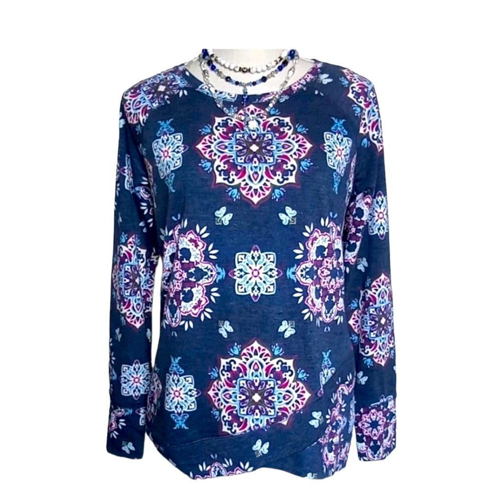 St. John's Bay Blue Mandalas Sweatshirt